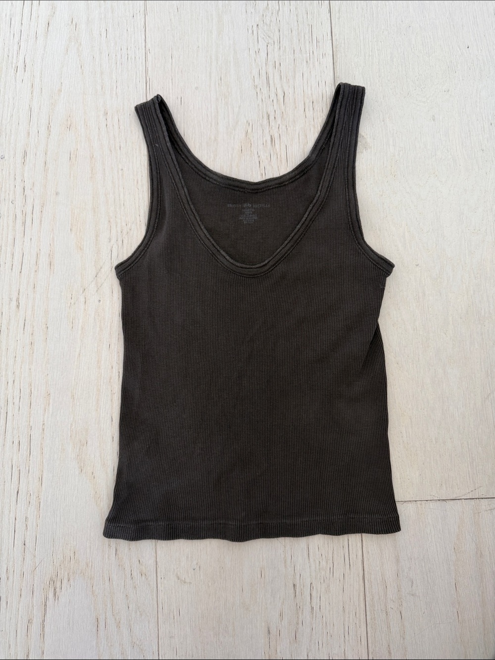 Brandy Melville Black Ribbed Scoop Neck Tank